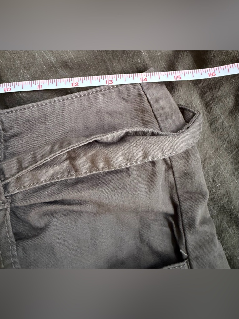 OAT 100% Cotton Wide Leg Full Length Pant w/ Tie Belt Closure, Khaki/Olive, 28 - Picture 9 of 11